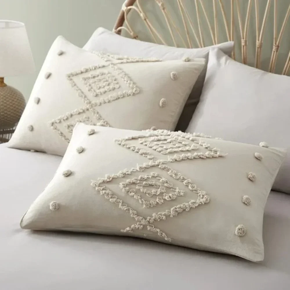 New Cream Boho Queen Tassel Comforter Duvet Blanket & Sham